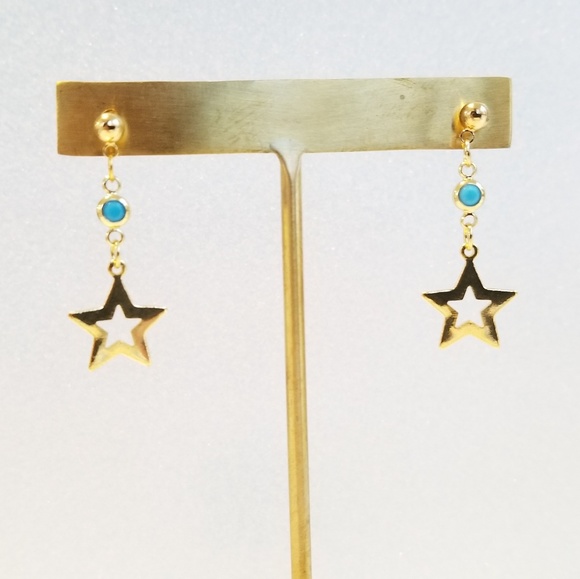 Eleonorajewels Jewelry - Star charm turquoise stone earrings